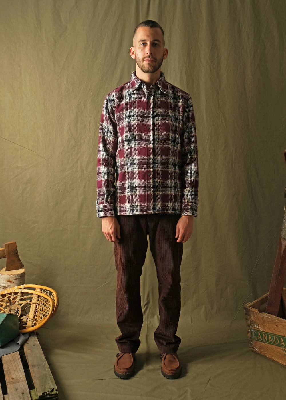 Maroon Plaid Blanket Easy Shirt