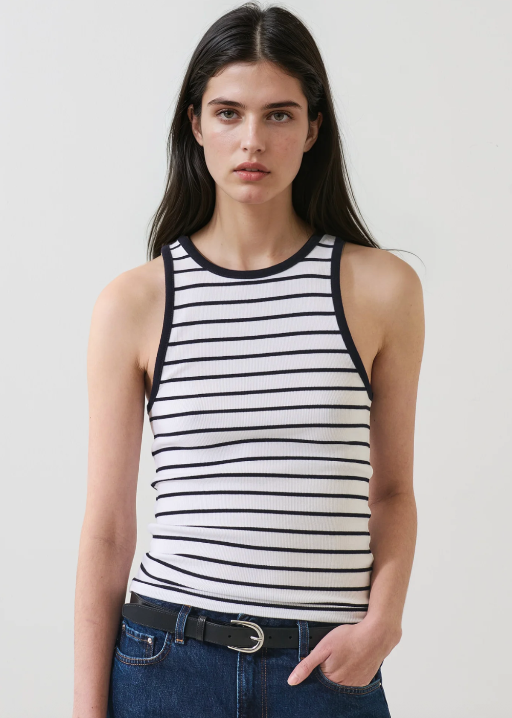 Modal Cotton Stripe Rib Tank