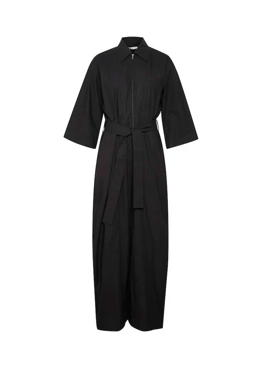 Full front view of the Pinja Jumpsuit in black.