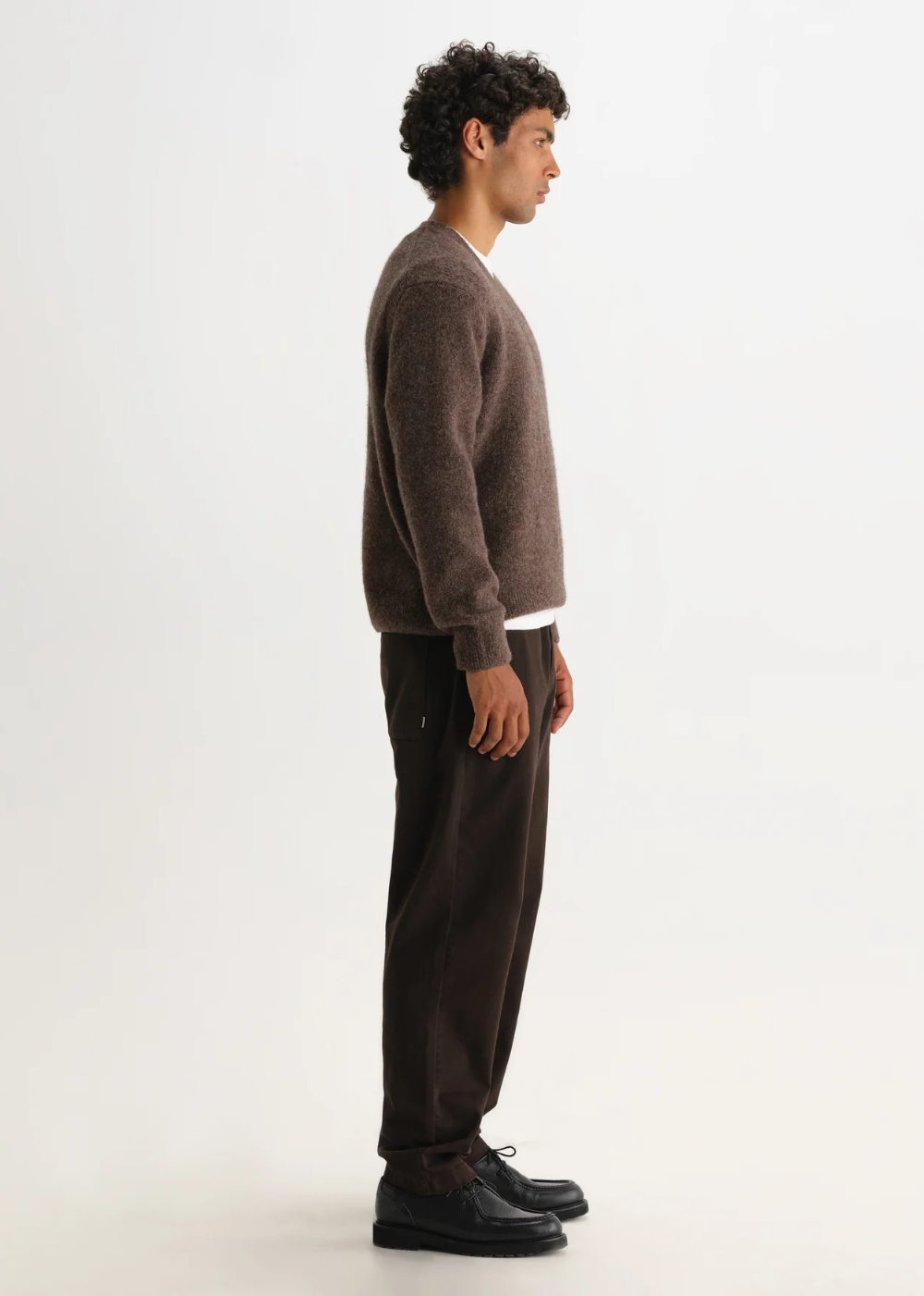 Kemp V Neck Fluffy Wool Blend