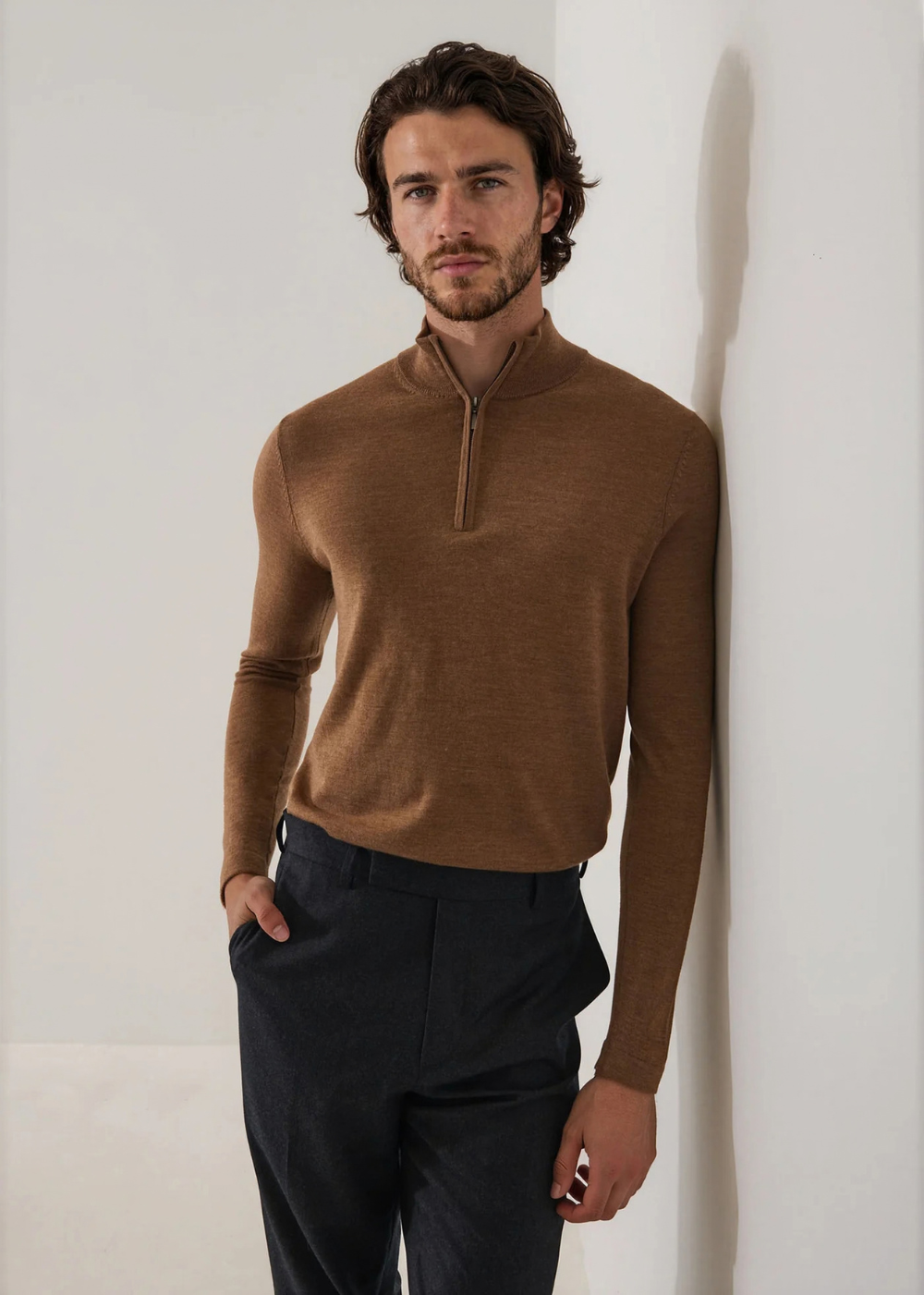 LS Extrafine Merino 1/4 Zip Mockneck Sweater