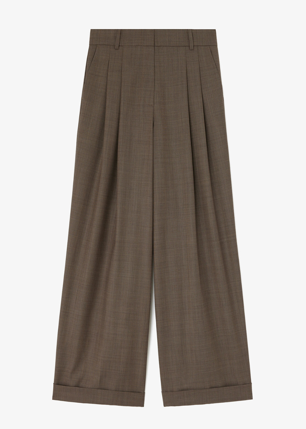 Wool Melange Suiting Oversized Pleated Pants