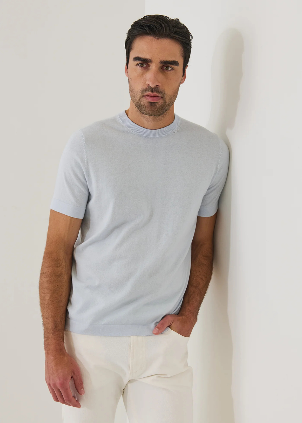 Cotton Blend Short Sleeve Crewneck