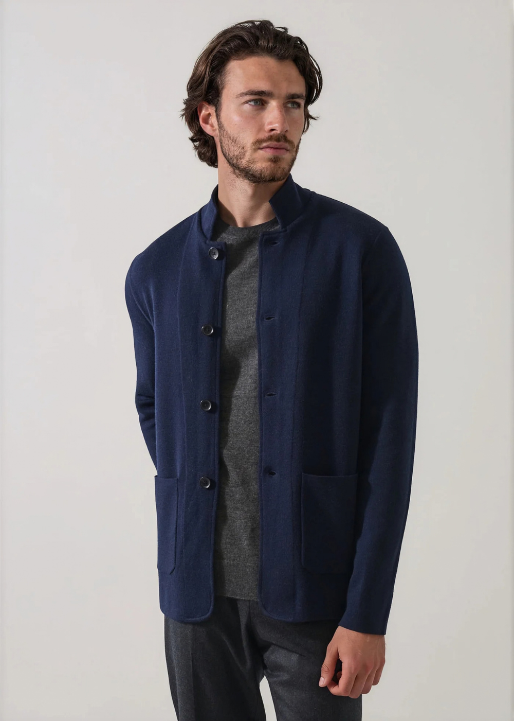 Double Face Stand Collar Shirt Jacket