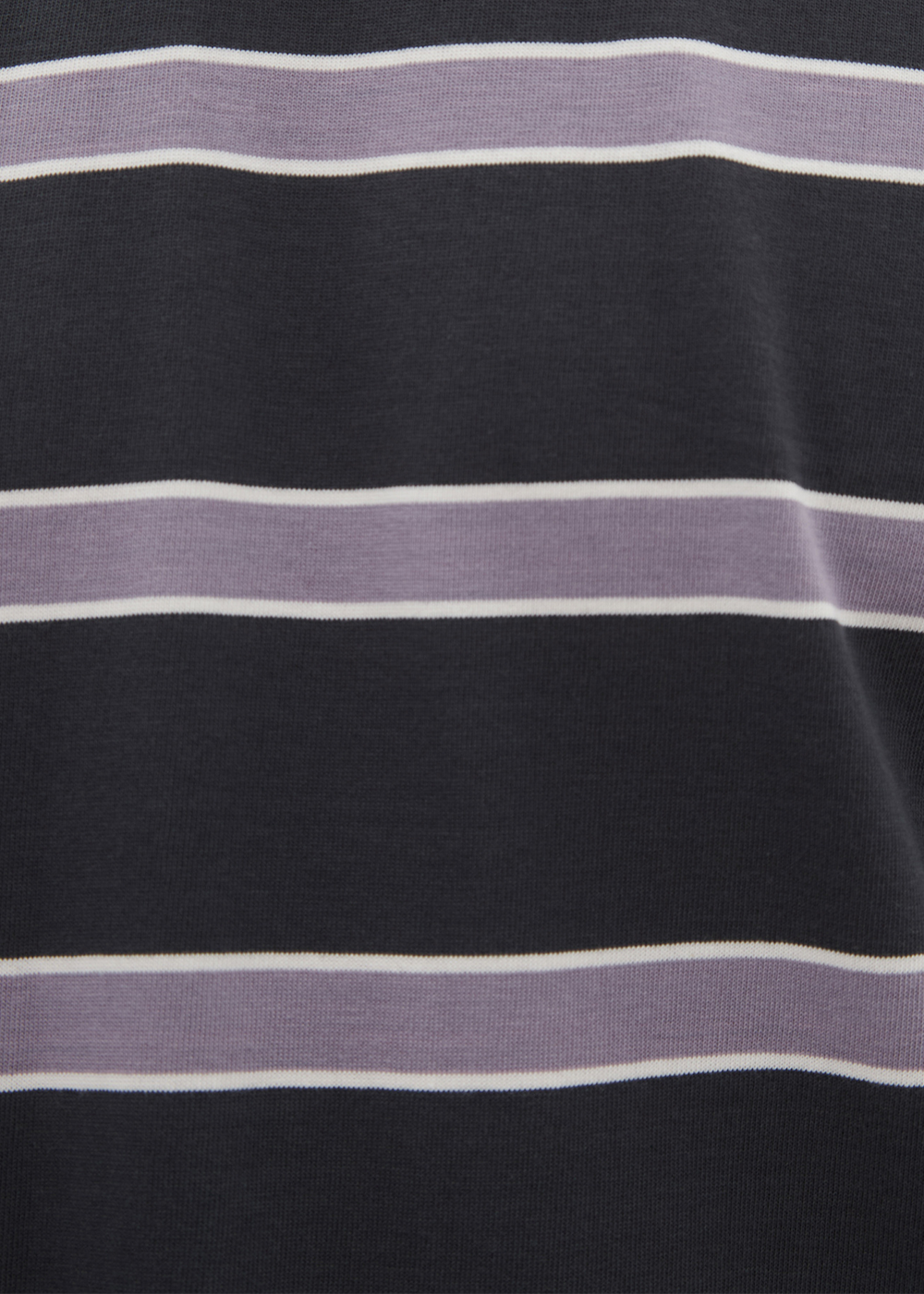 Close up view of the Johannes Organic Multicolor Striped T-Shirt by Norse Projects in Battleship Grey.