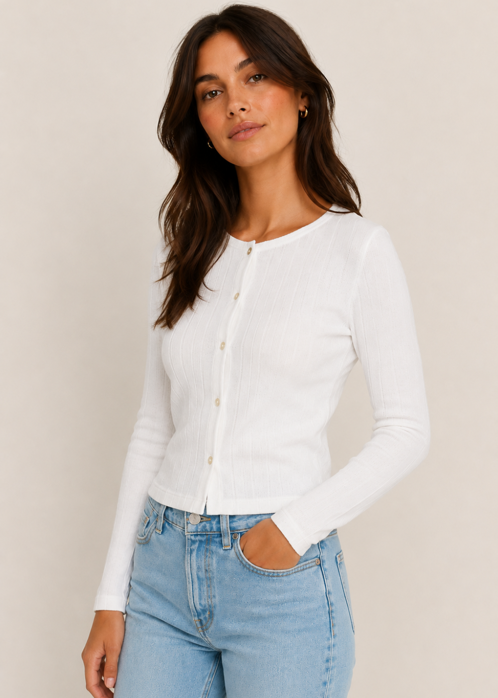 Compact Pointelle Rib Jersey Top