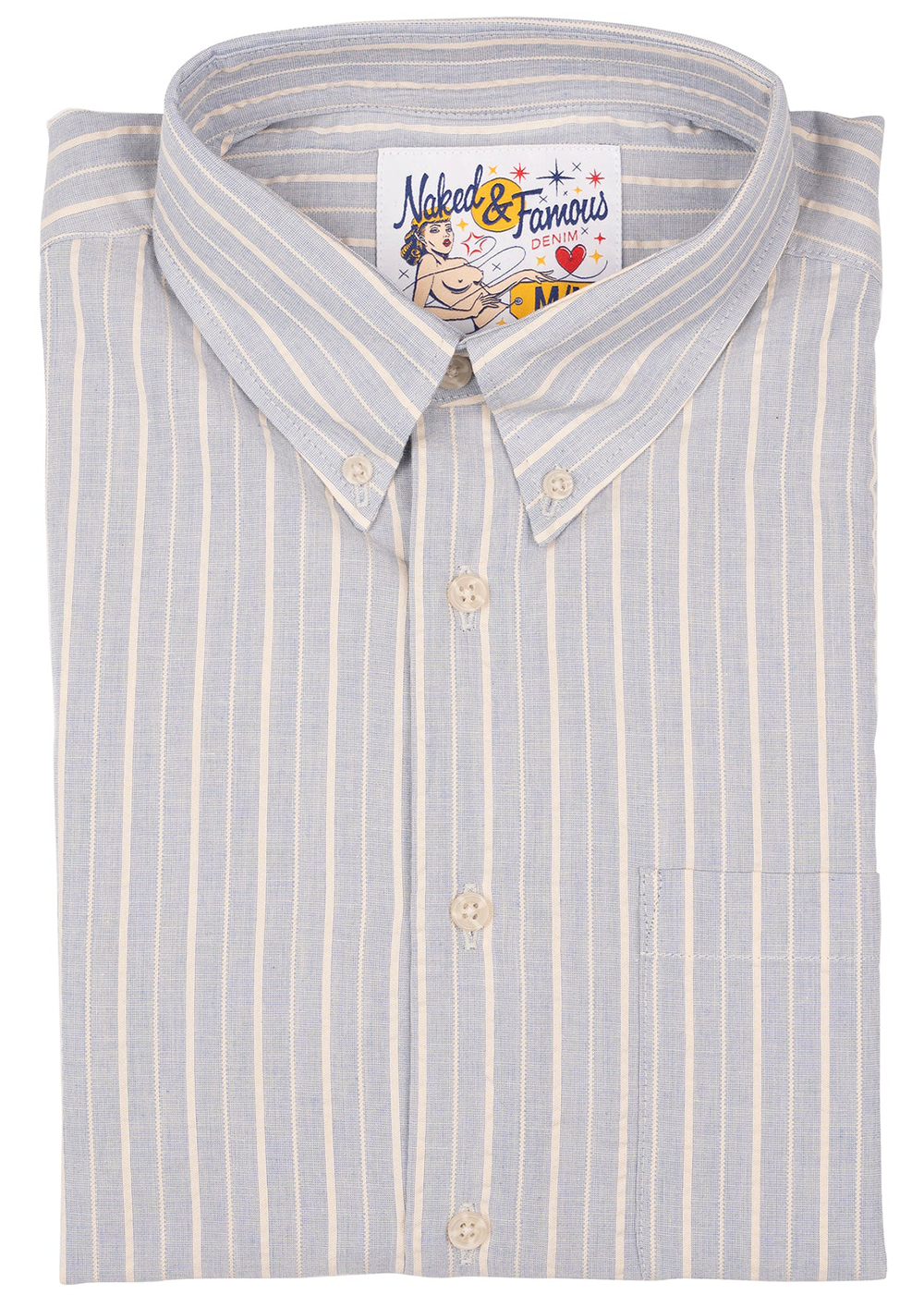 Easy Shirt - Organic Cotton Dobby - Pale Blue - Naked and Famous - Danali - 120330011