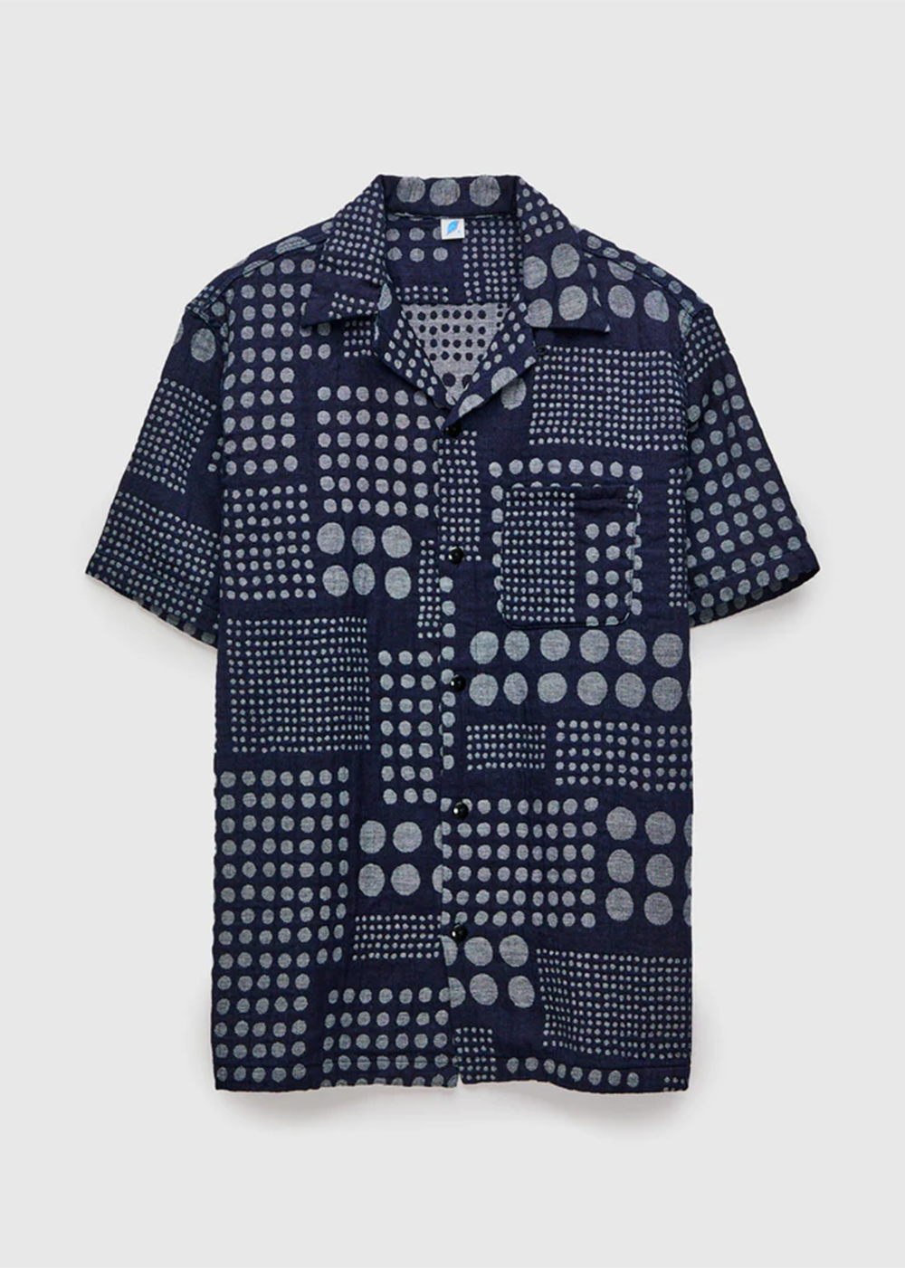 Jacquard Open Collar Short Sleeve Shirt