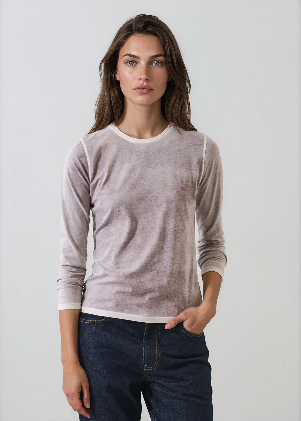 LS Pima Classic Rev Spray Crew T-Shirt