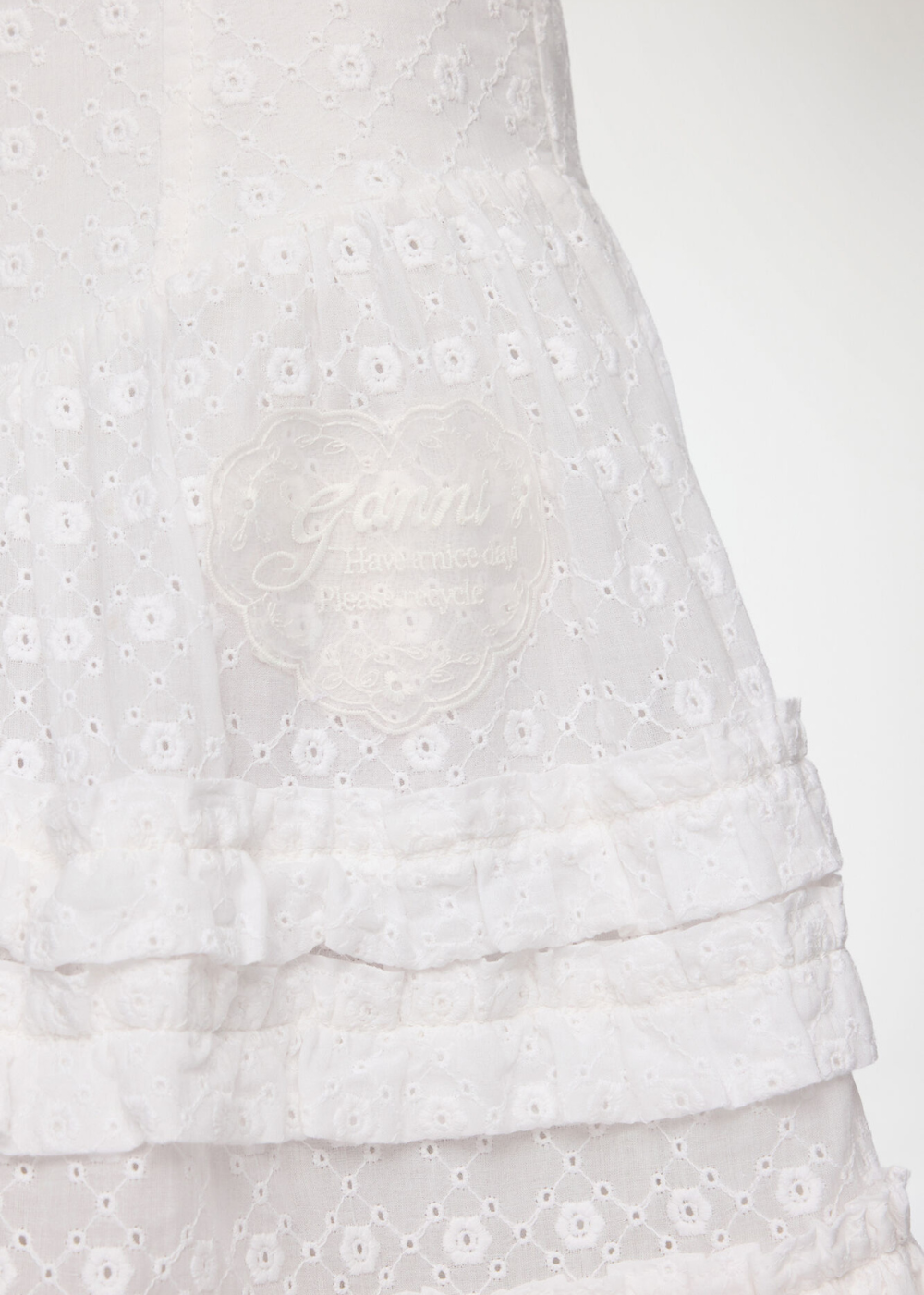 Broderie Anglaise Tiered Mini Skirt