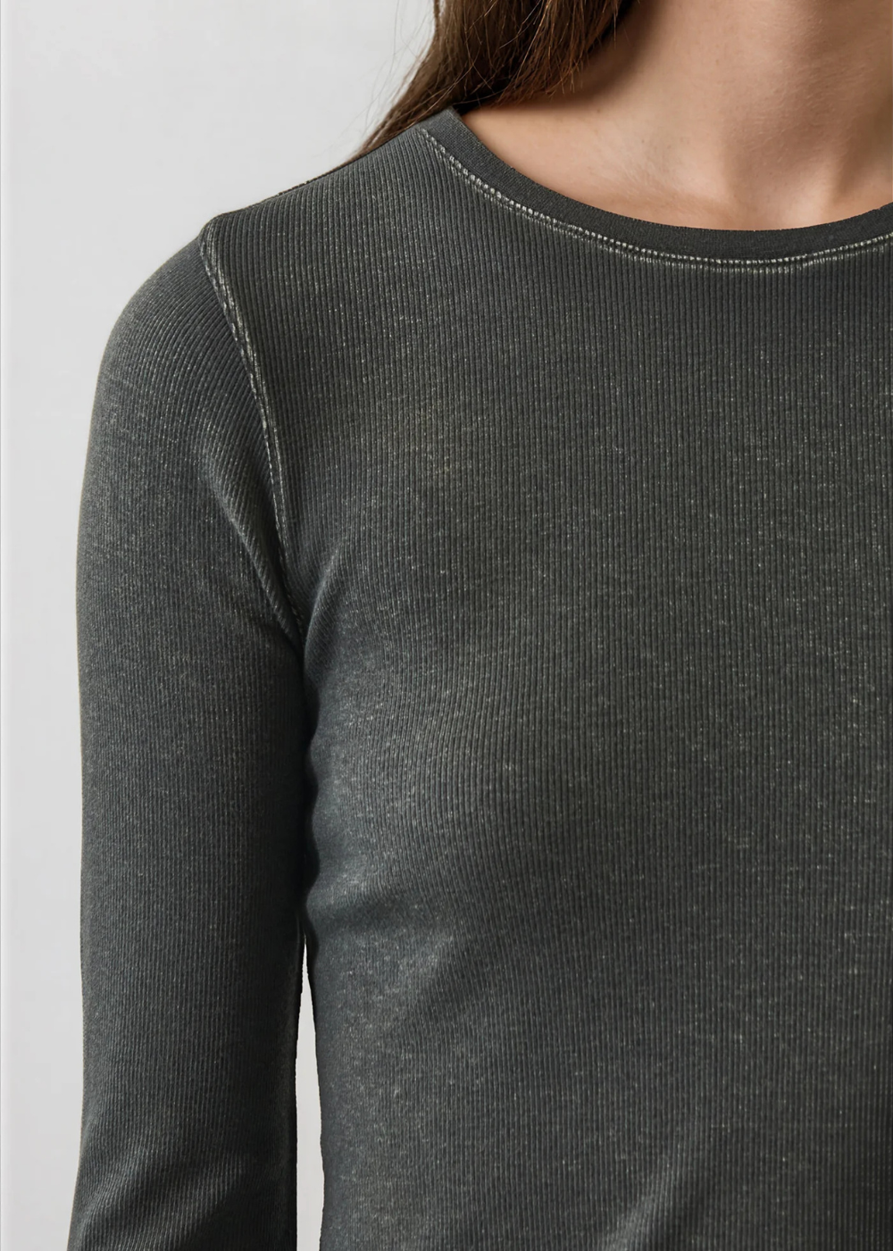 Cotton/Modal Vintage Rib Long Sleeve Crew T-Shirt