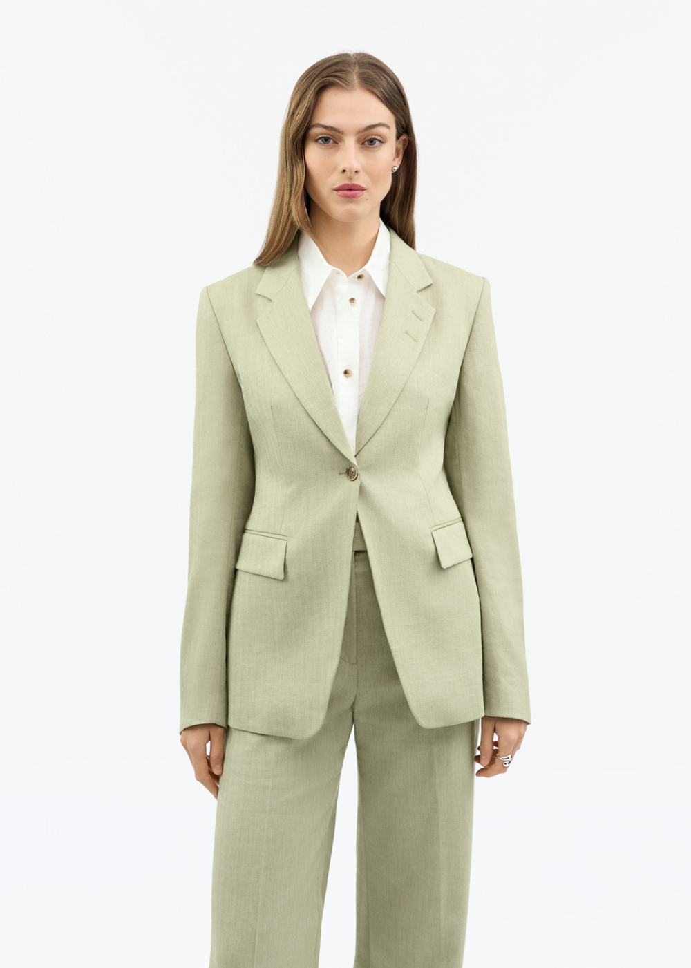 Narina Linen Herringbone Blazer
