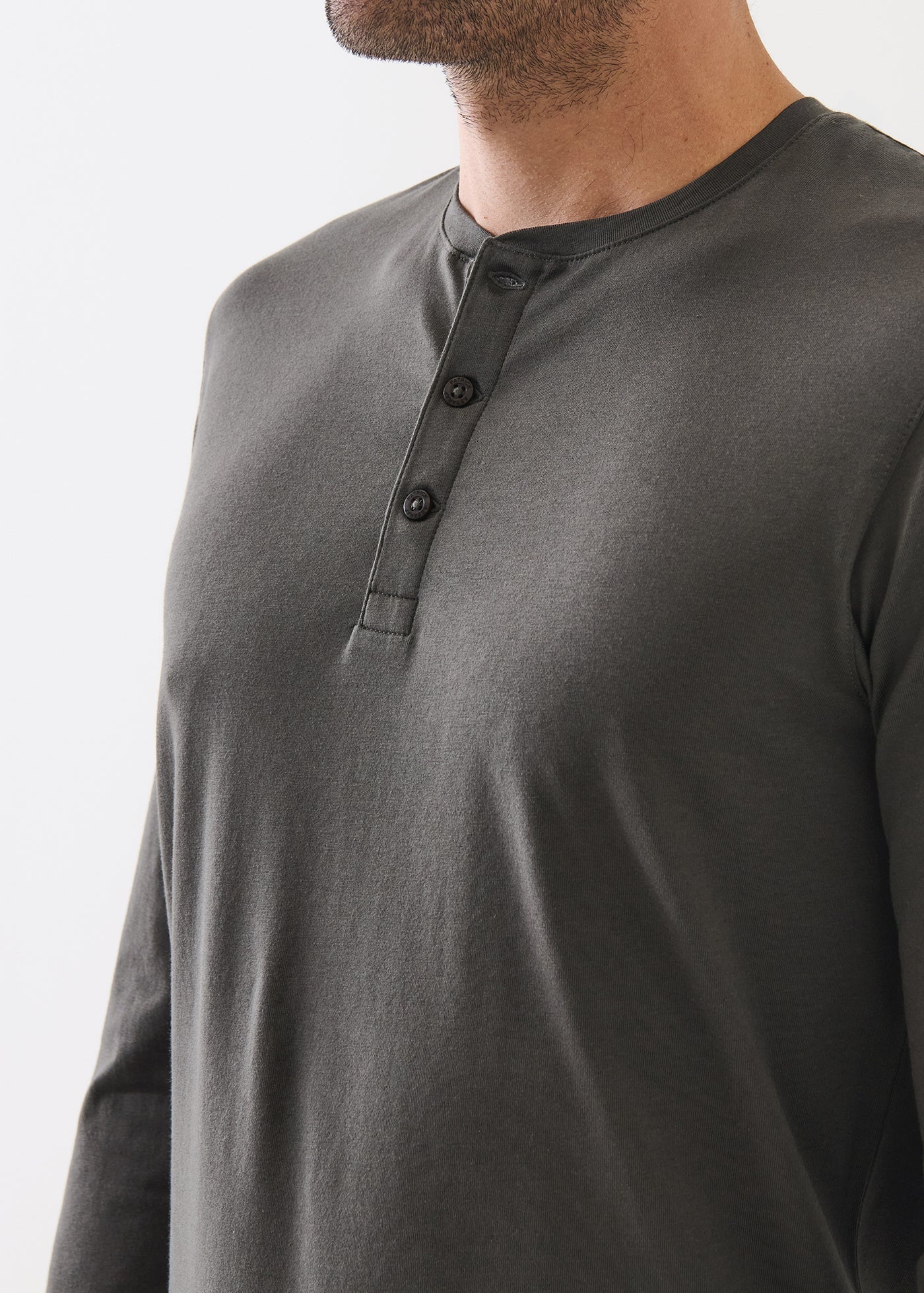 Iconic Pima Stretch Long Sleeve Henley T-Shirt