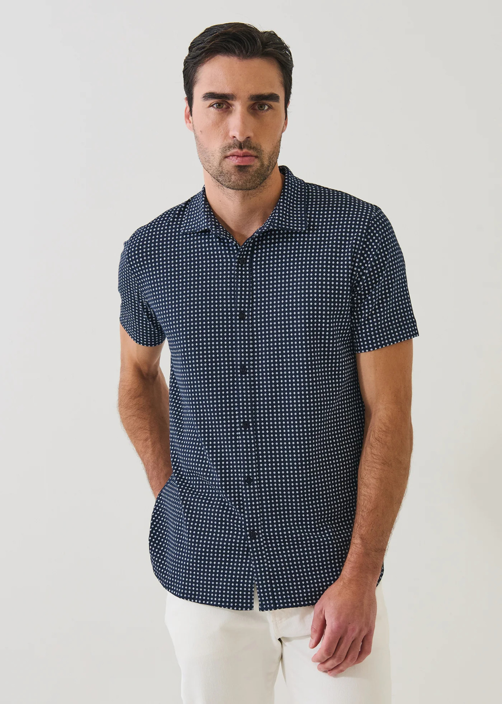 Pima Cotton Stretch Geometric Print Shirt