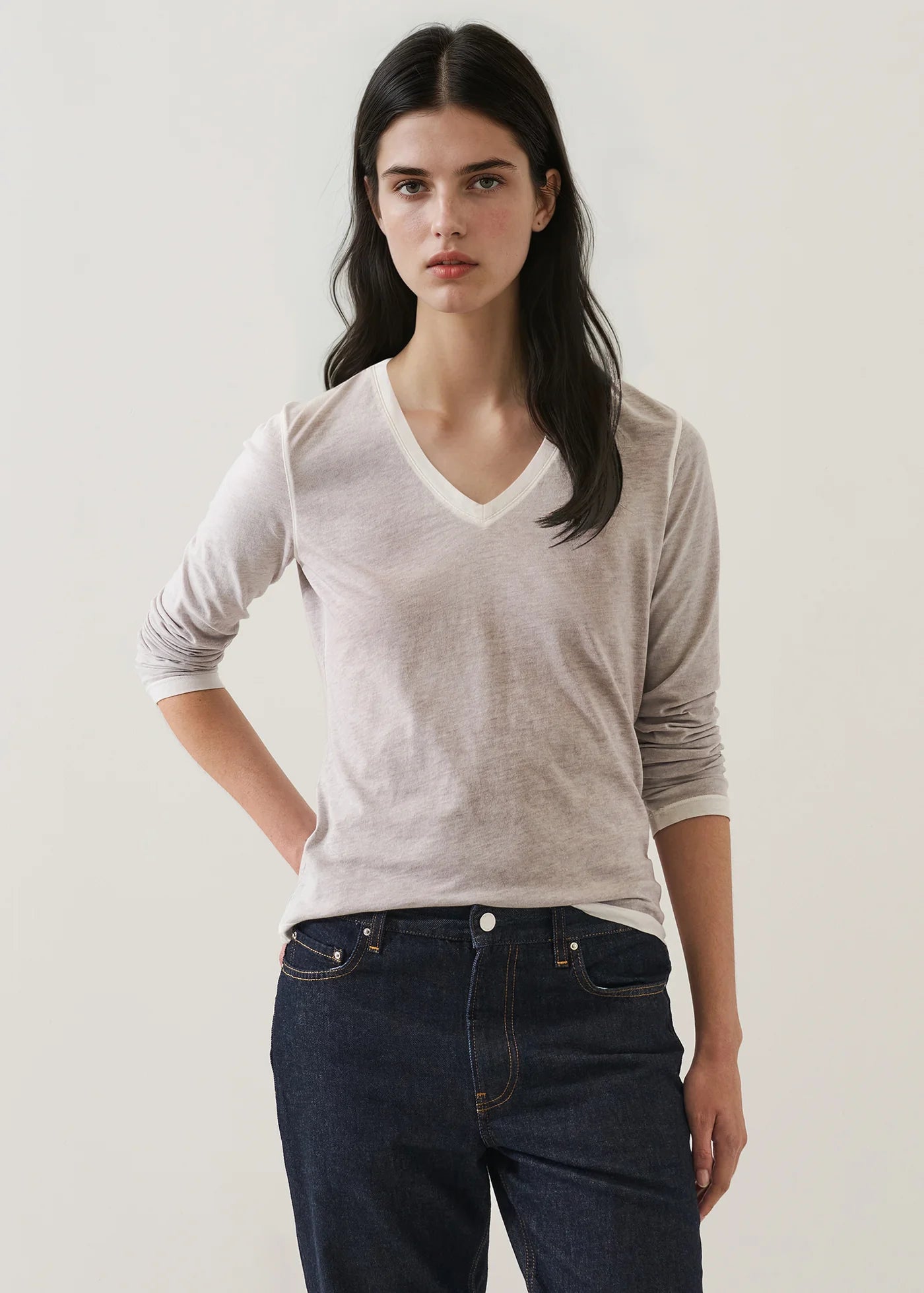 Reverse Spray Long Sleeve Pima T-Shirt