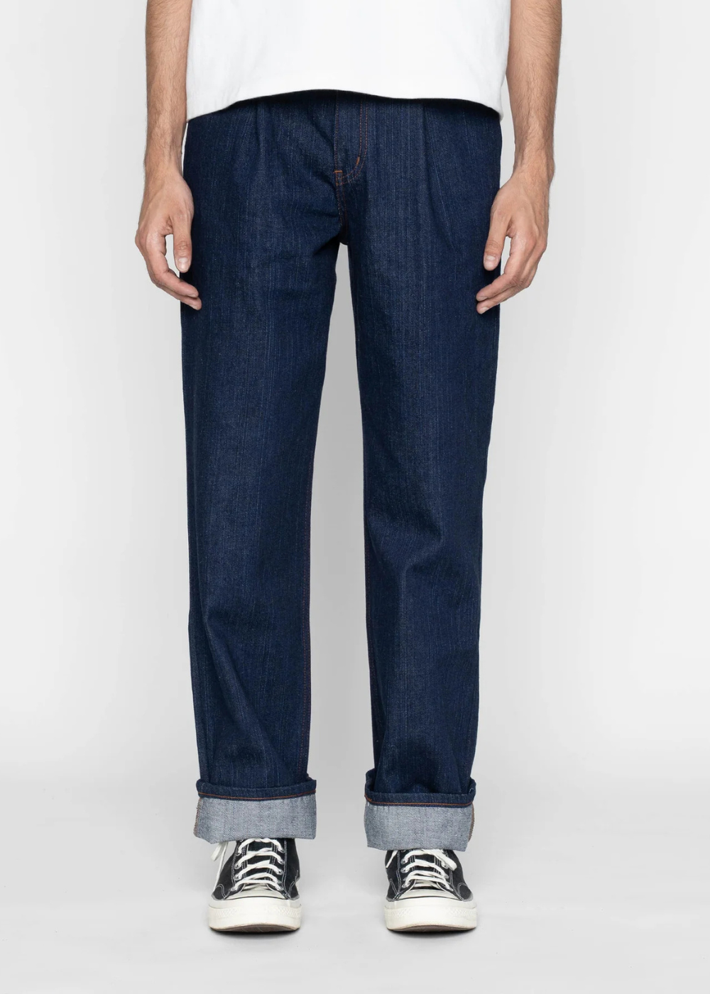 Pleated Trouser - Vertical Slub Denim