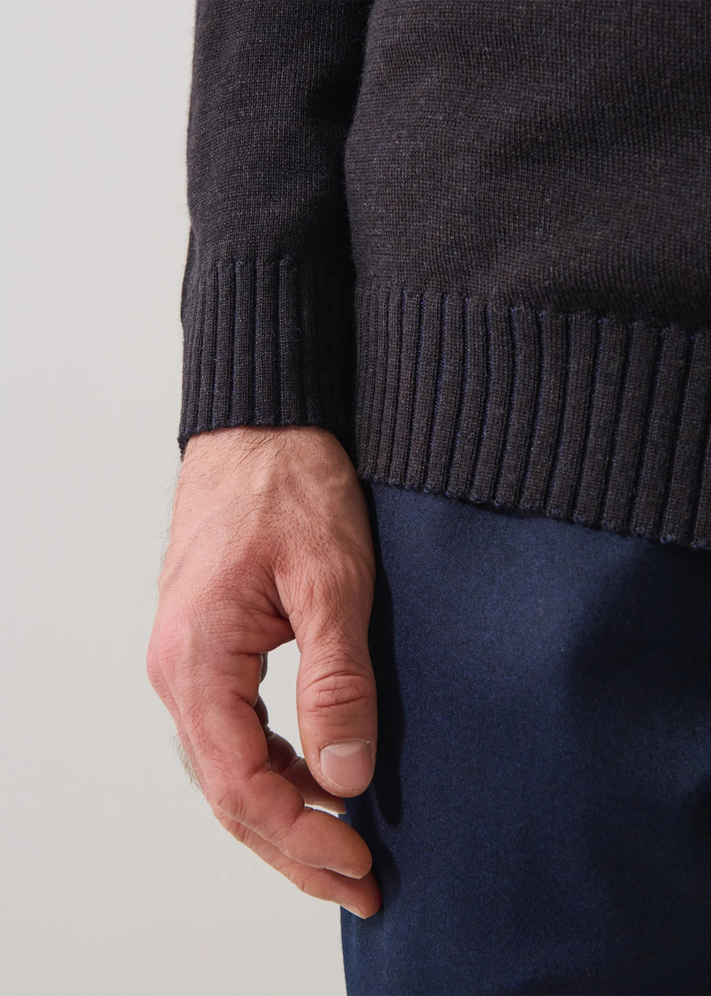 Plaited Merino Wool 1/4 Zip Mockneck Sweater