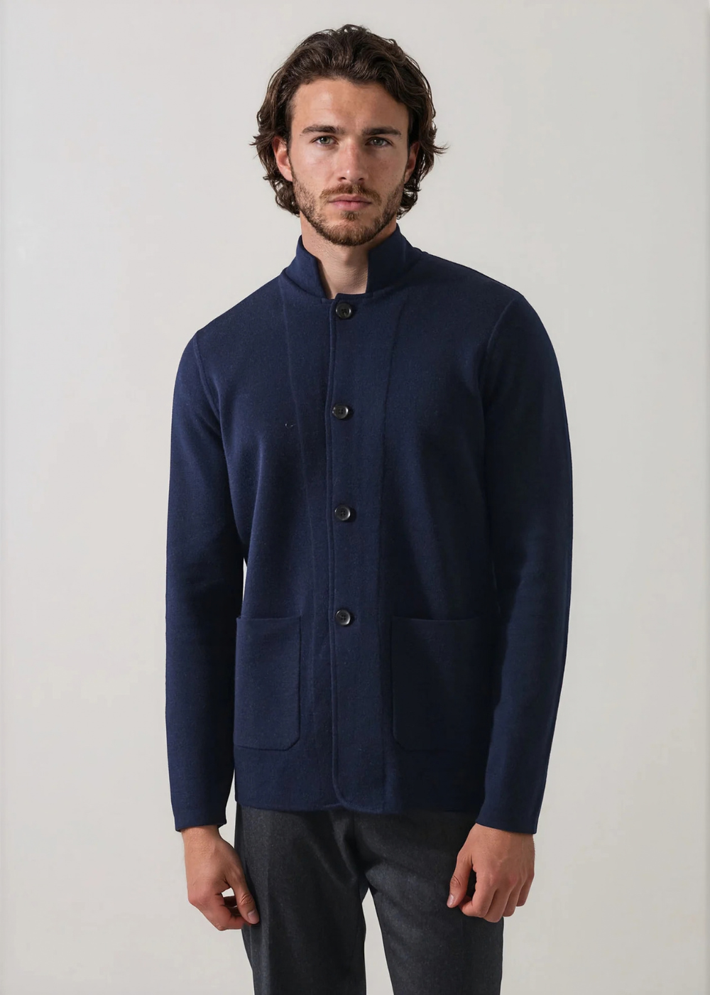 Double Face Stand Collar Shirt Jacket