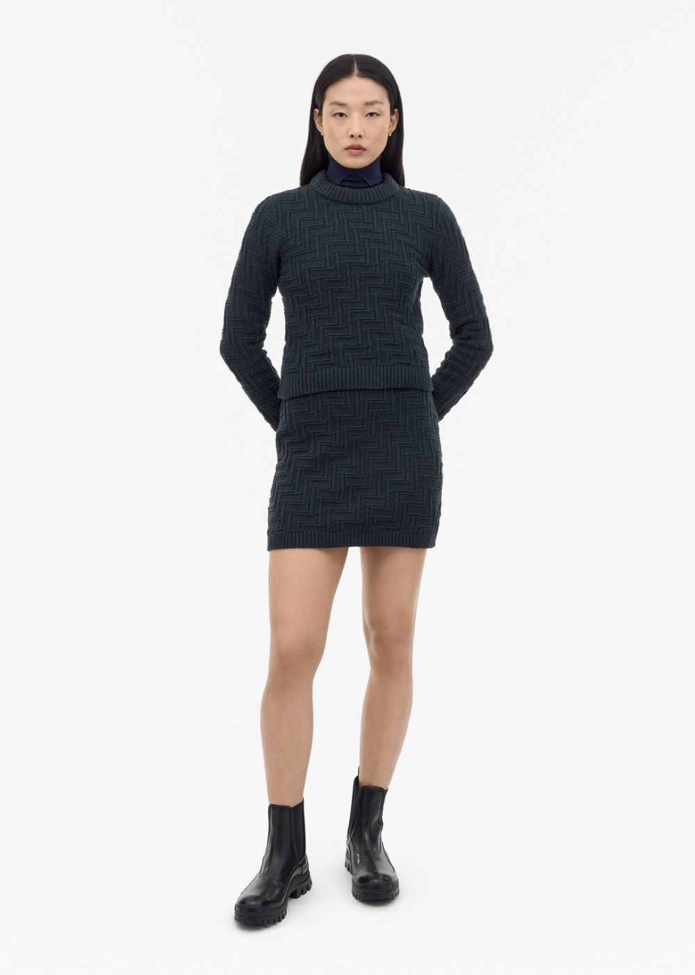 Cherry Chunky Wool Blend Skirt