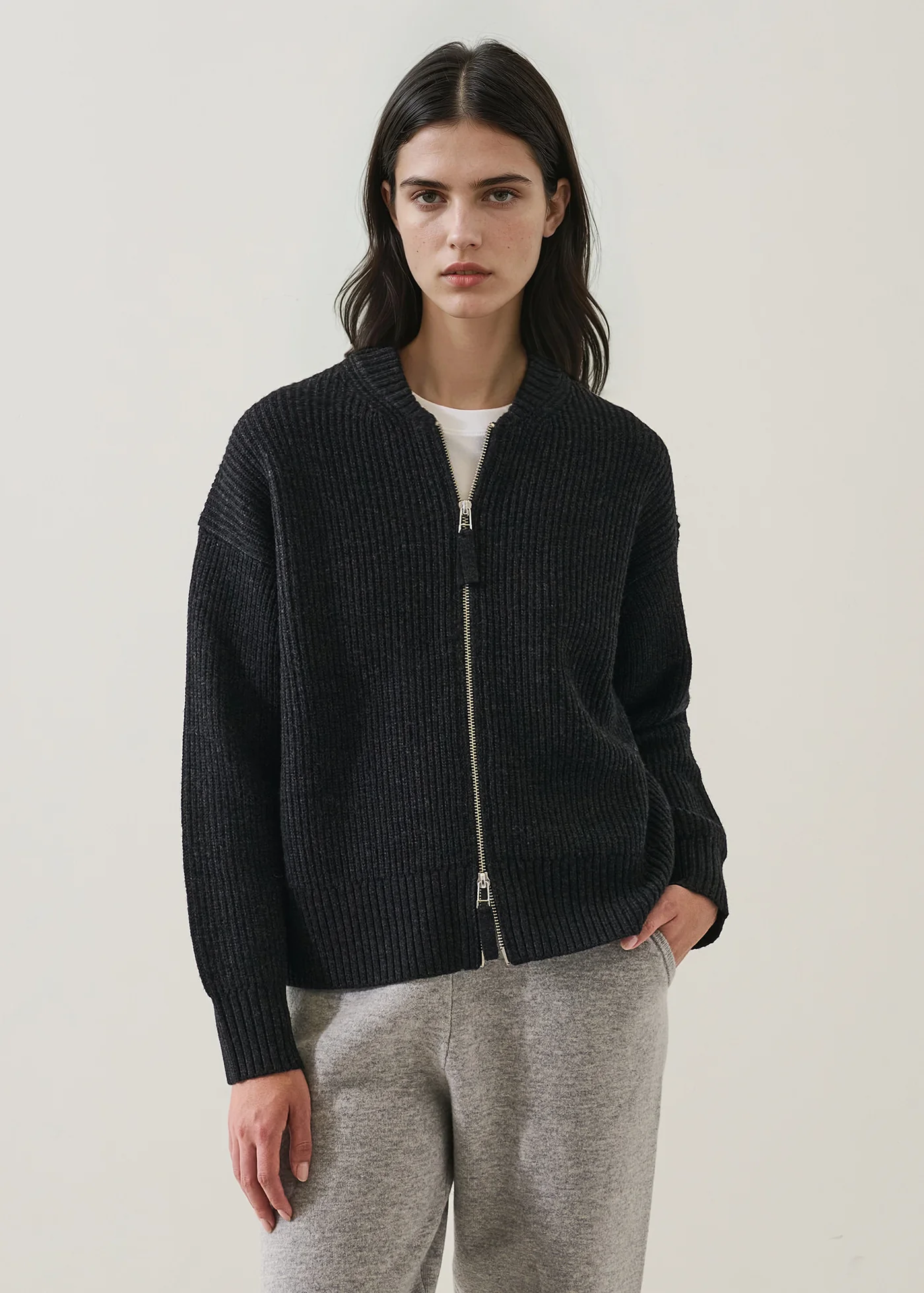 Extrafine Merino Rib Full Zip Bomber