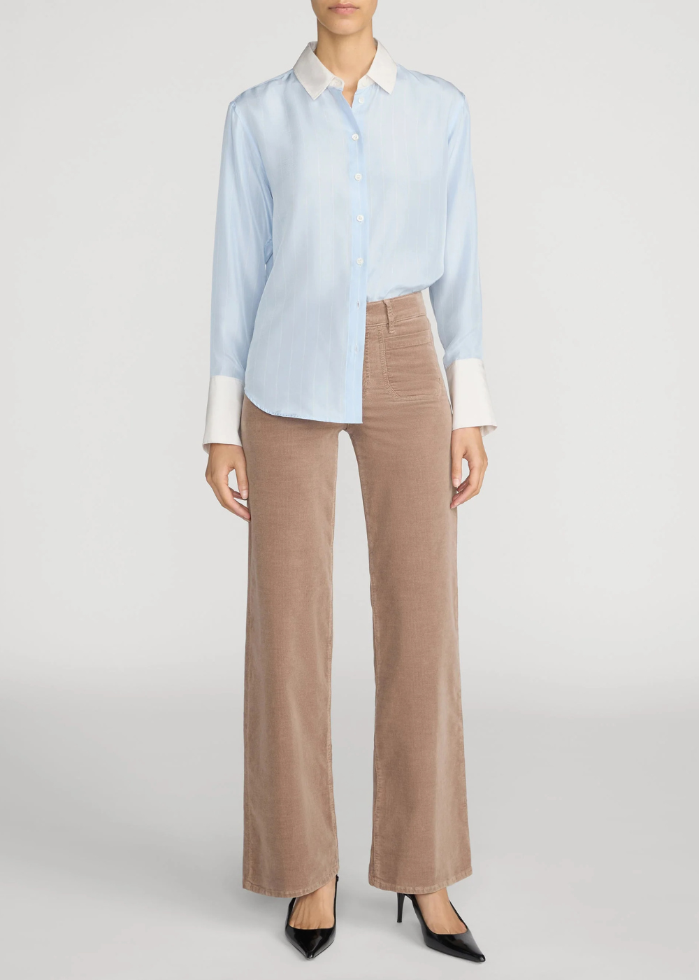 Le Slim Palazzo Modernist Pocket Corduroy Pant