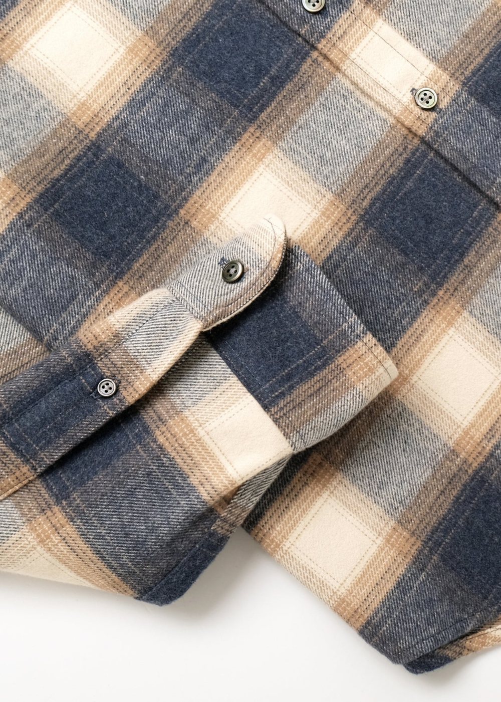 Blue/Cream Plaid Flannel Classic Shirt