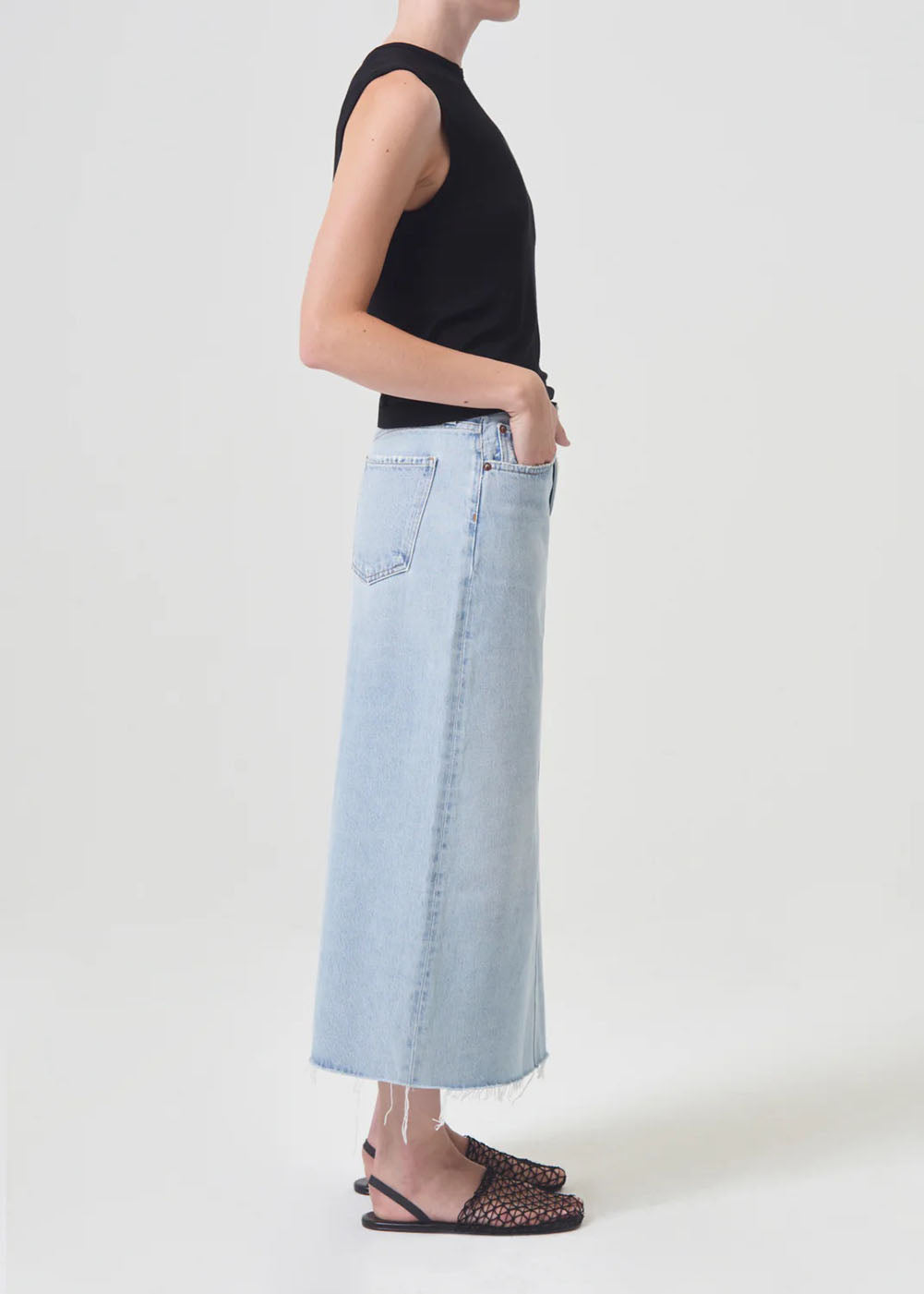 Della Mid Length Denim Skirt - Practice - AGOLDE Canada - Danali - A3056-1141-PRCTC