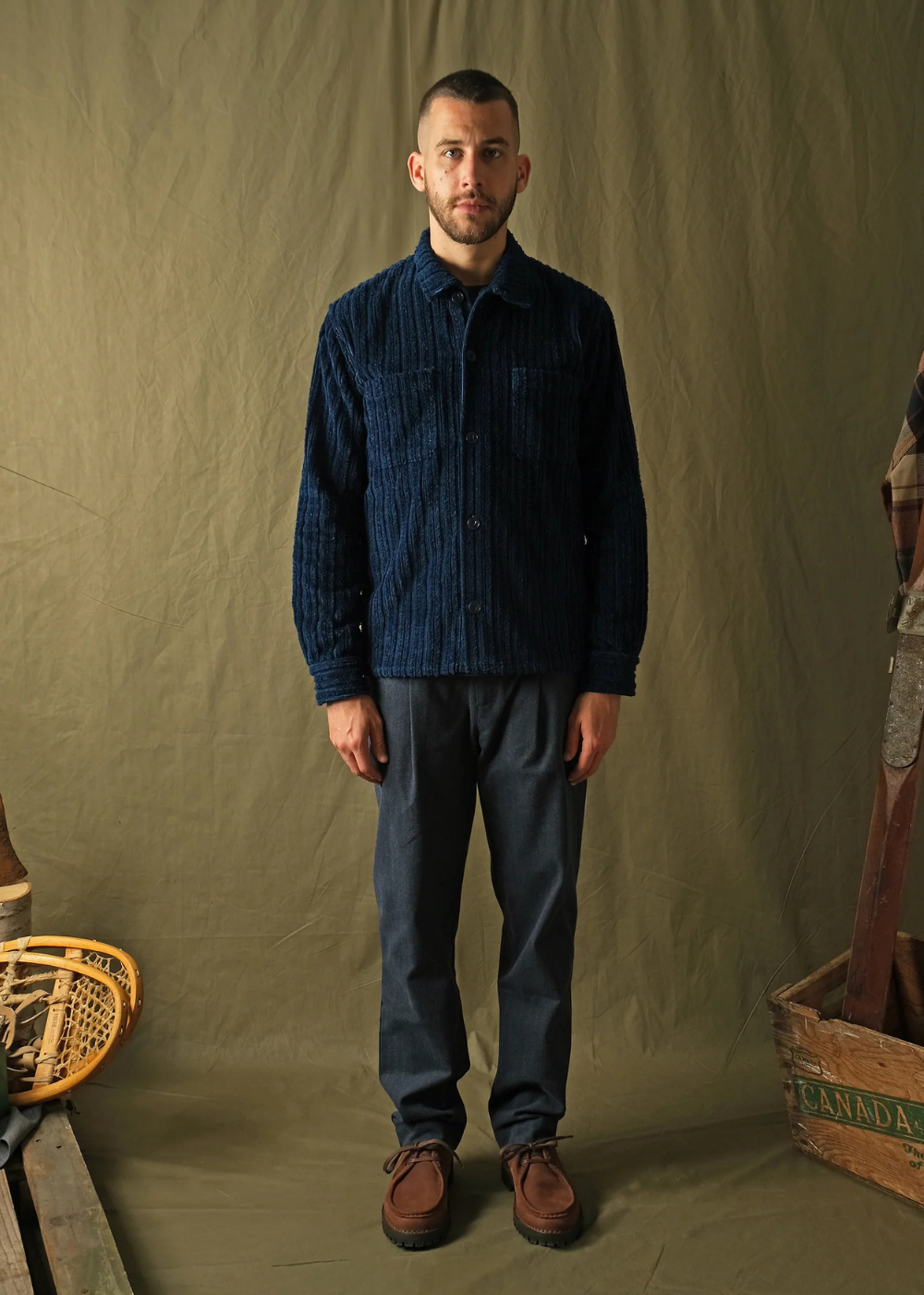 Navy Jumbo Corduroy Club Shirt