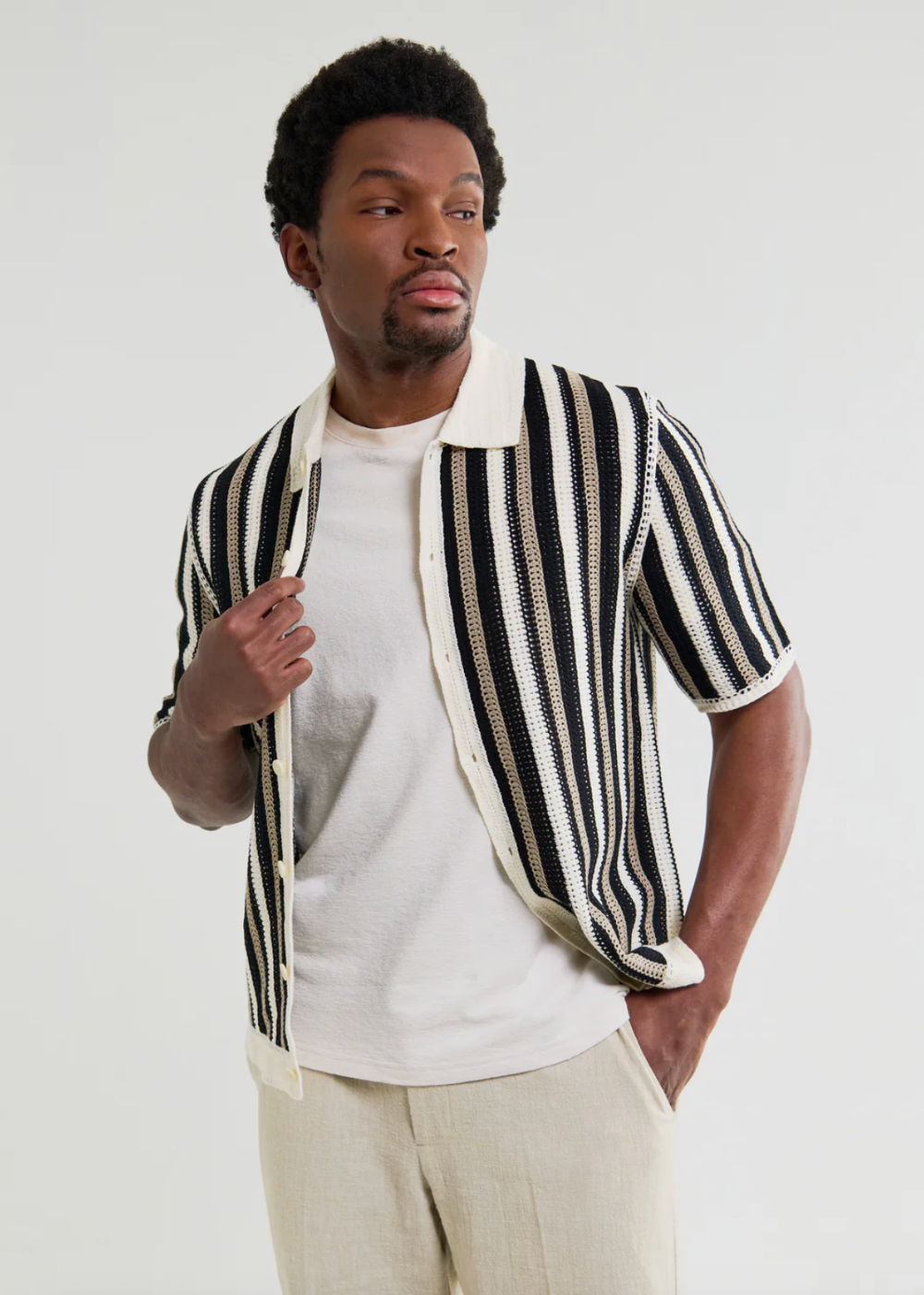 Porto SS Shirt Stripe Crochet
