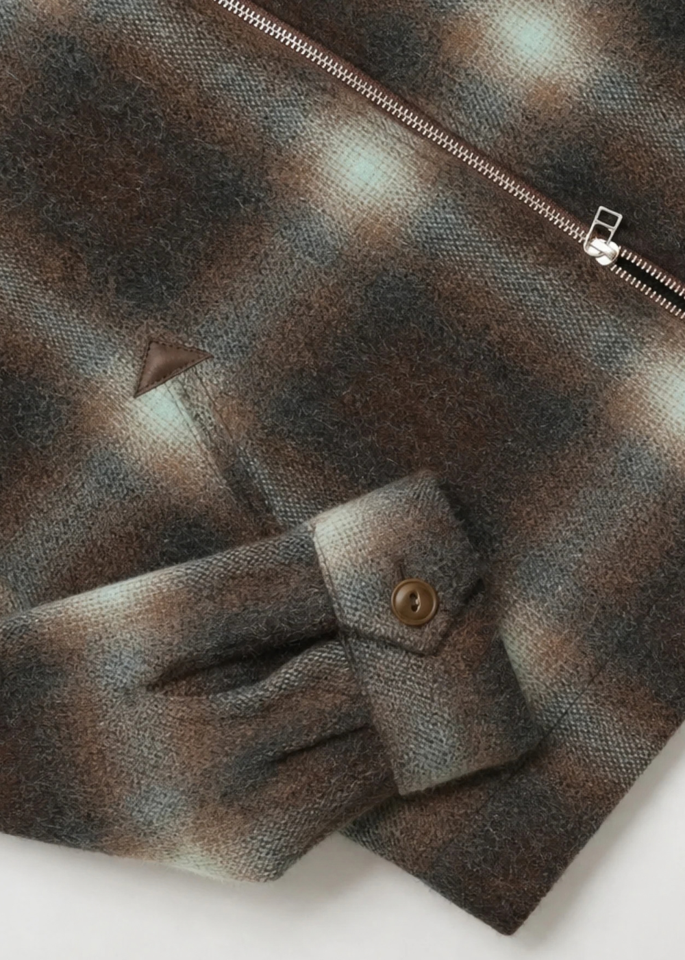 Shadow Plaid Wool Harrington Jacket