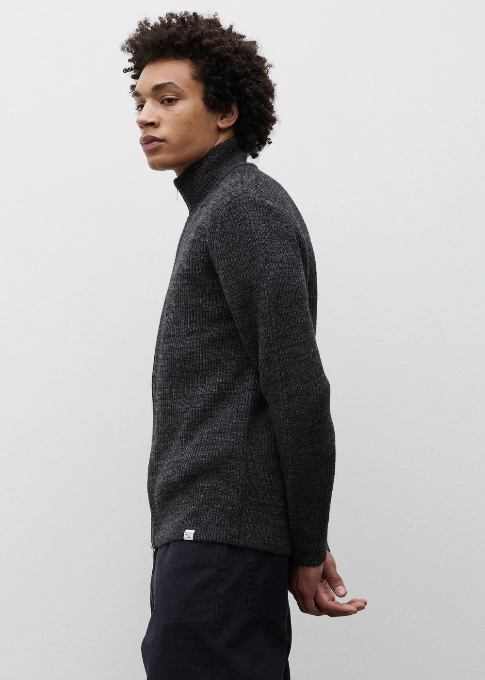 Hagen Wool Cotton Rib Full Zip Jacket