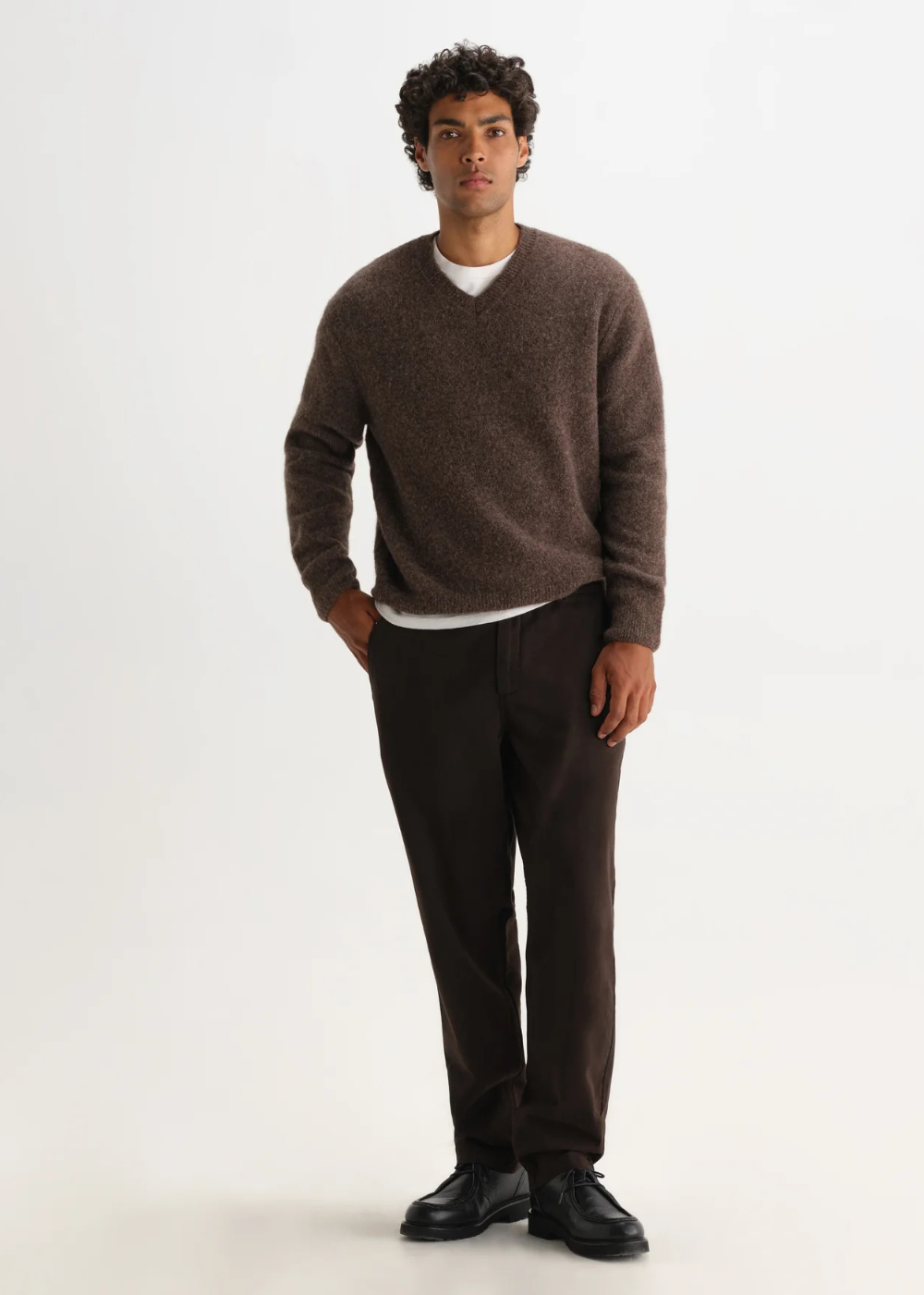 Kemp V Neck Fluffy Wool Blend