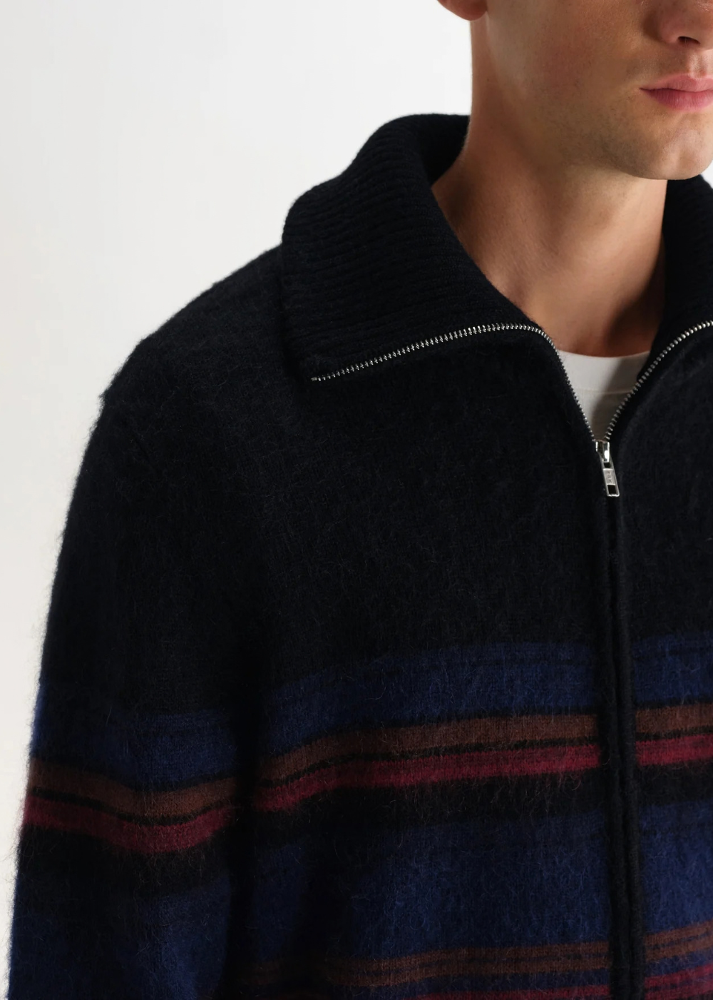 Norris L/S Zip Funnel Neck Brush Bold Stripe