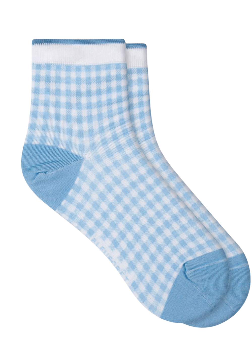 Gingham Pattern Mercerized Ankle Socks