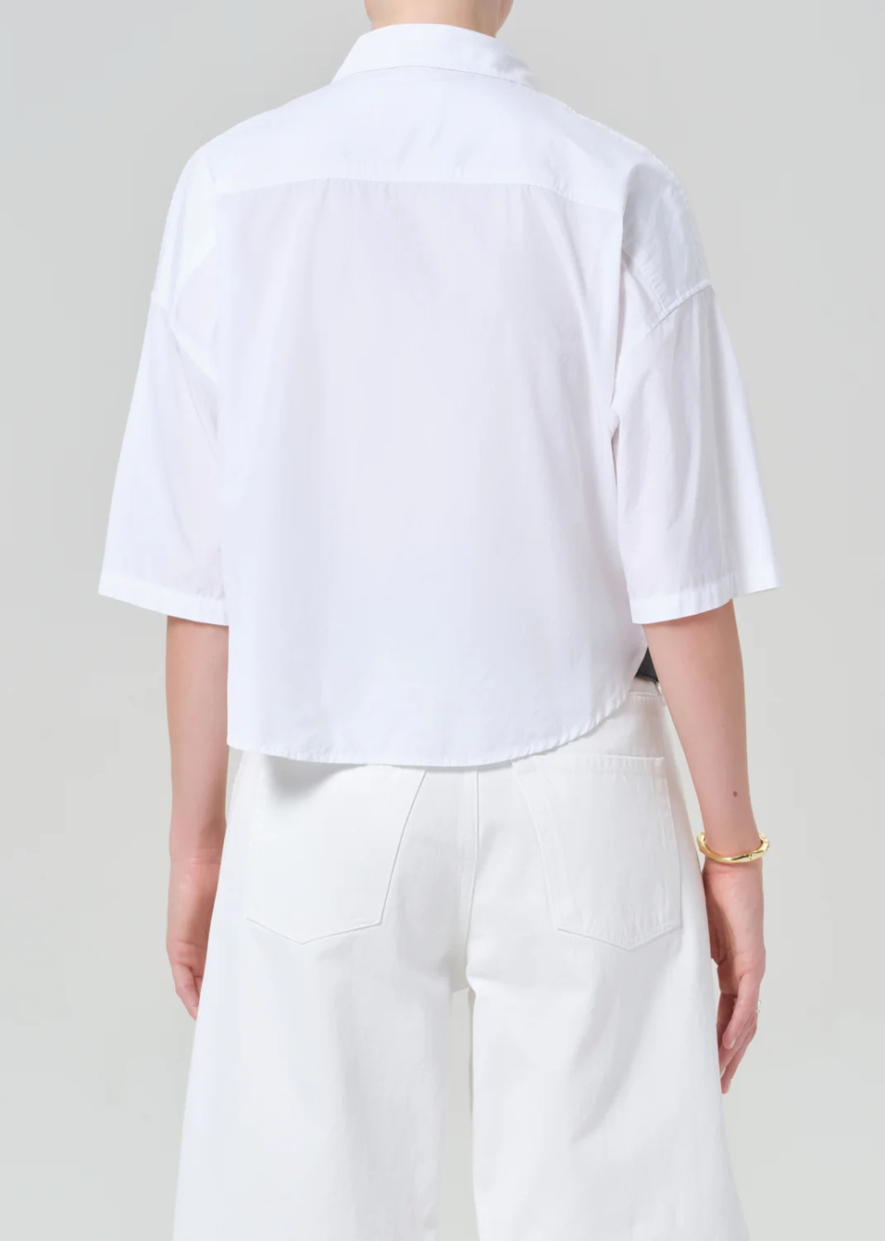 Frances Cropped Cape Button Up Top