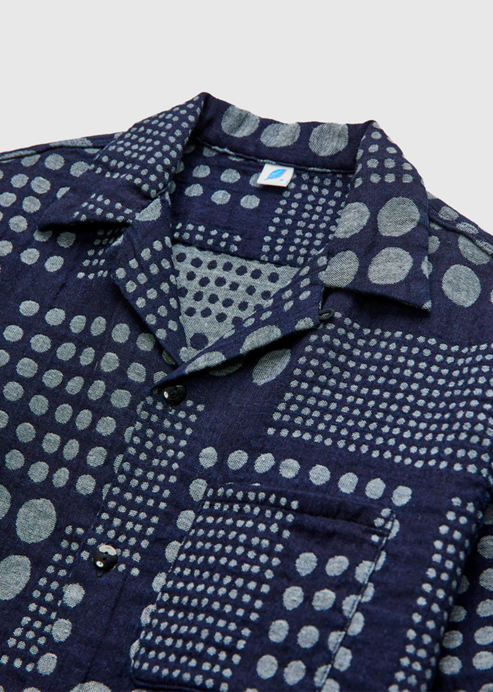 Jacquard Open Collar Short Sleeve Shirt