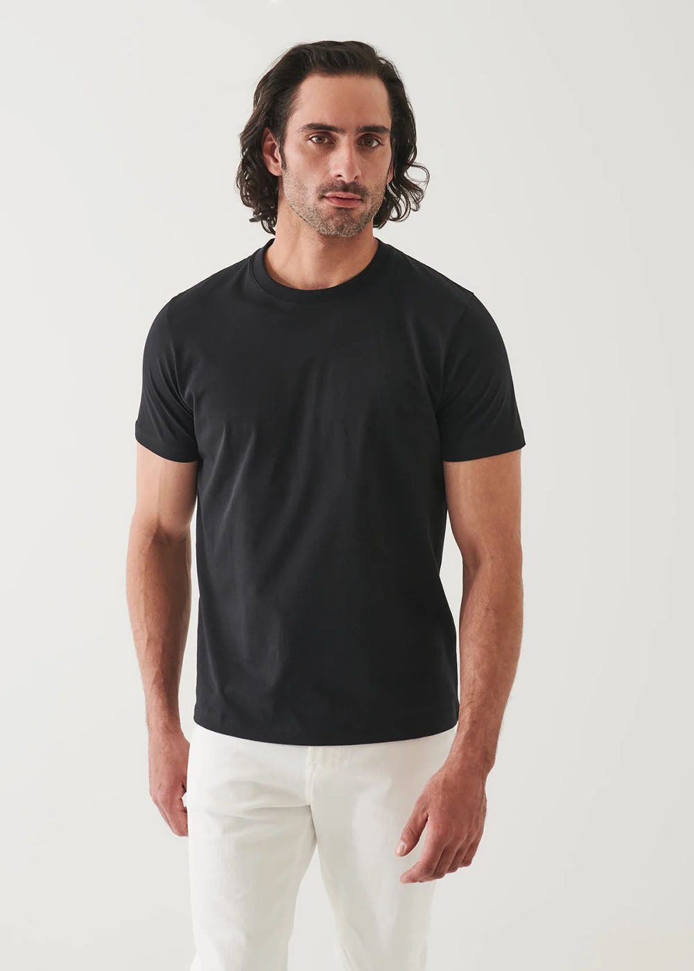 Organic Pima Cotton Short Sleeve Crew T-Shirt - Black - Patrick Assaraf Canada - Danali - P92C01V