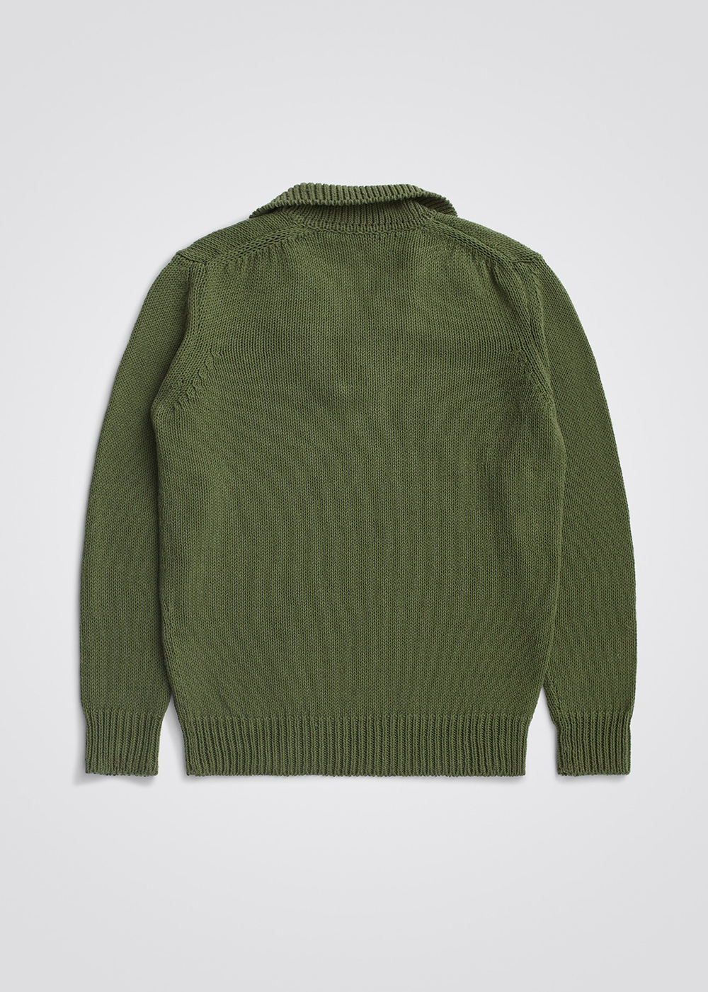 Zoomed out back view of the Lasse Cotton Holiday Polo in Ivy Green by Norse Projects.