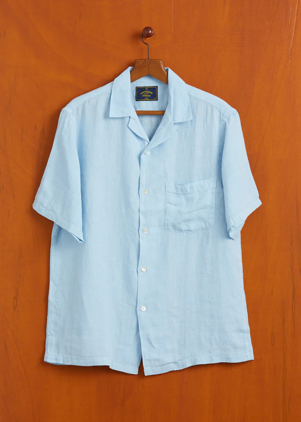 Linen Camp Collar Shirt - Sky - Portuguese Flannel Canada - Danali