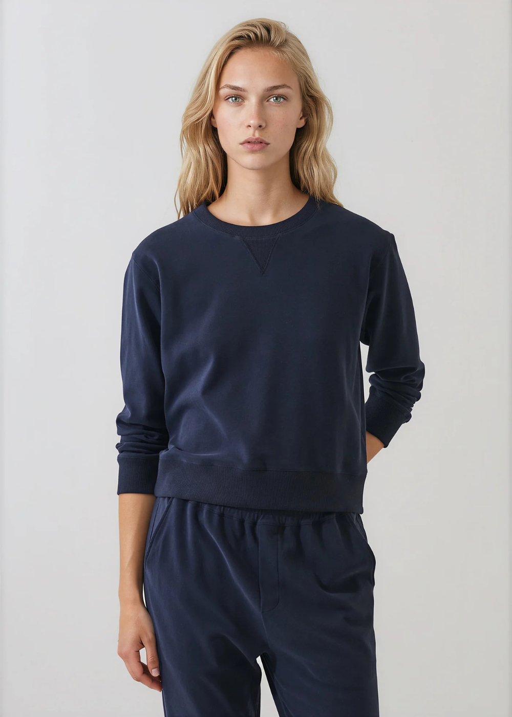 LS Brushed Pima Cropped Sweatshirt