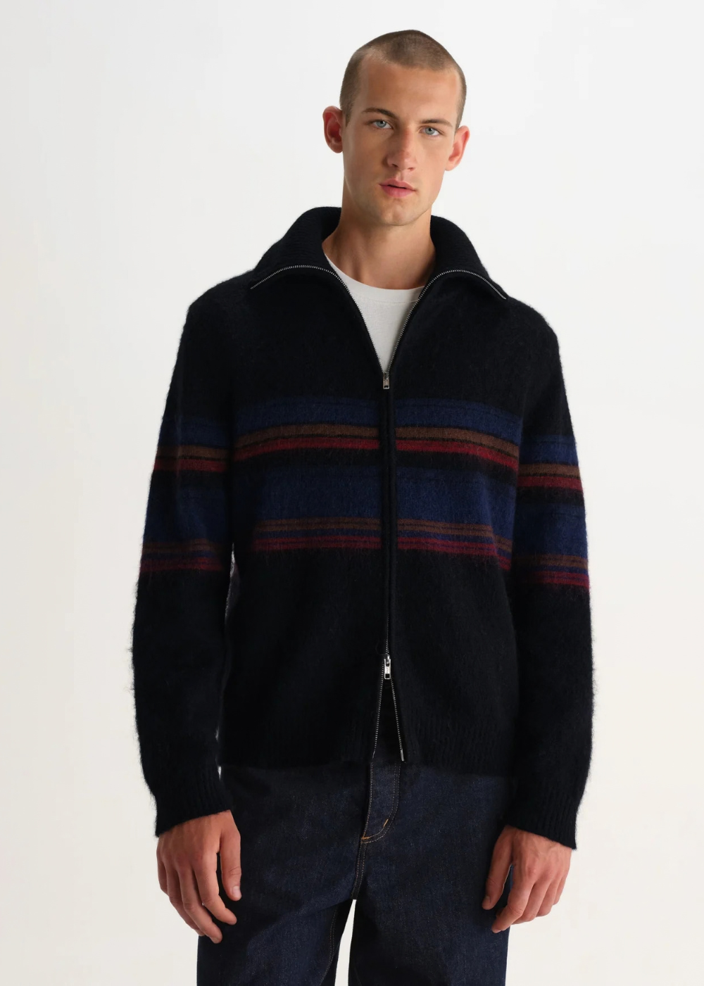 Norris L/S Zip Funnel Neck Brush Bold Stripe