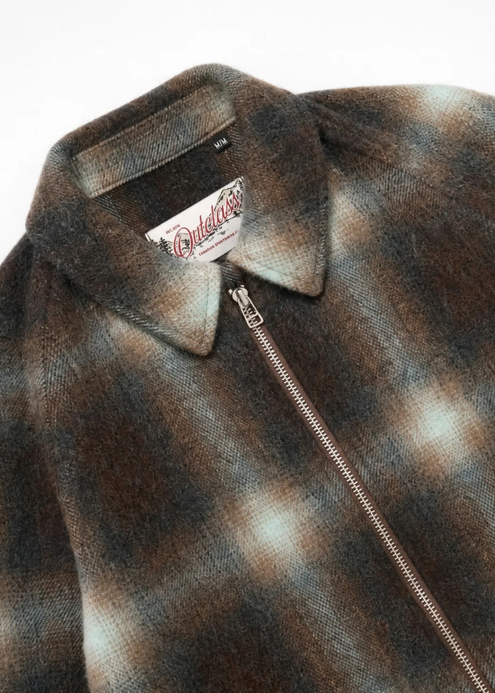 Shadow Plaid Wool Harrington Jacket