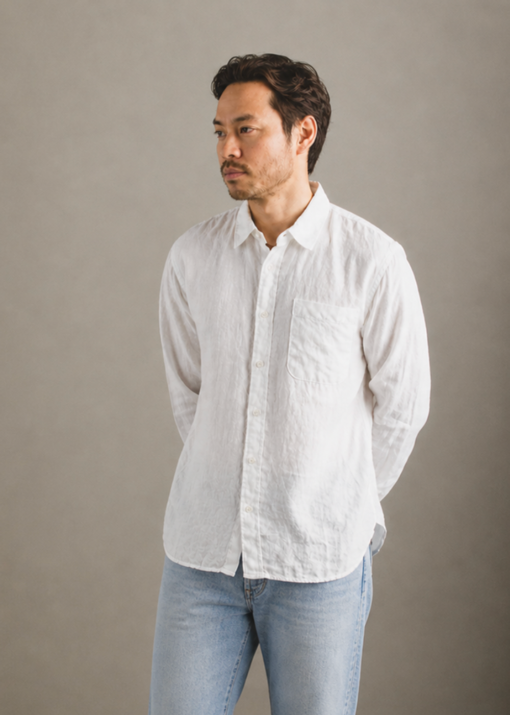 Relaxed Fit Linen Long Sleeve Shirt