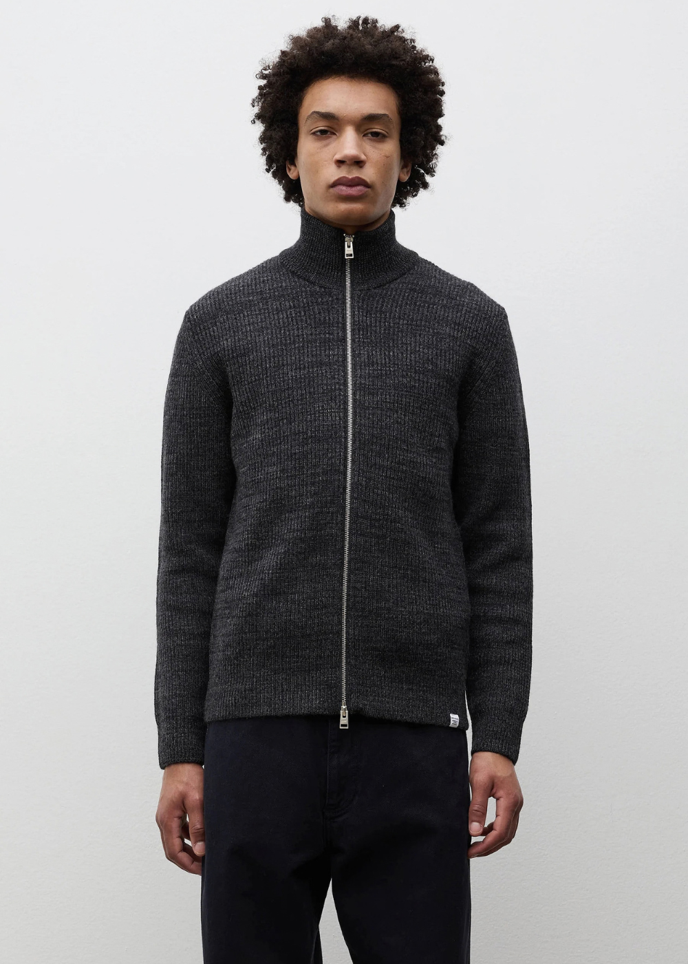 Hagen Wool Cotton Rib Full Zip Jacket