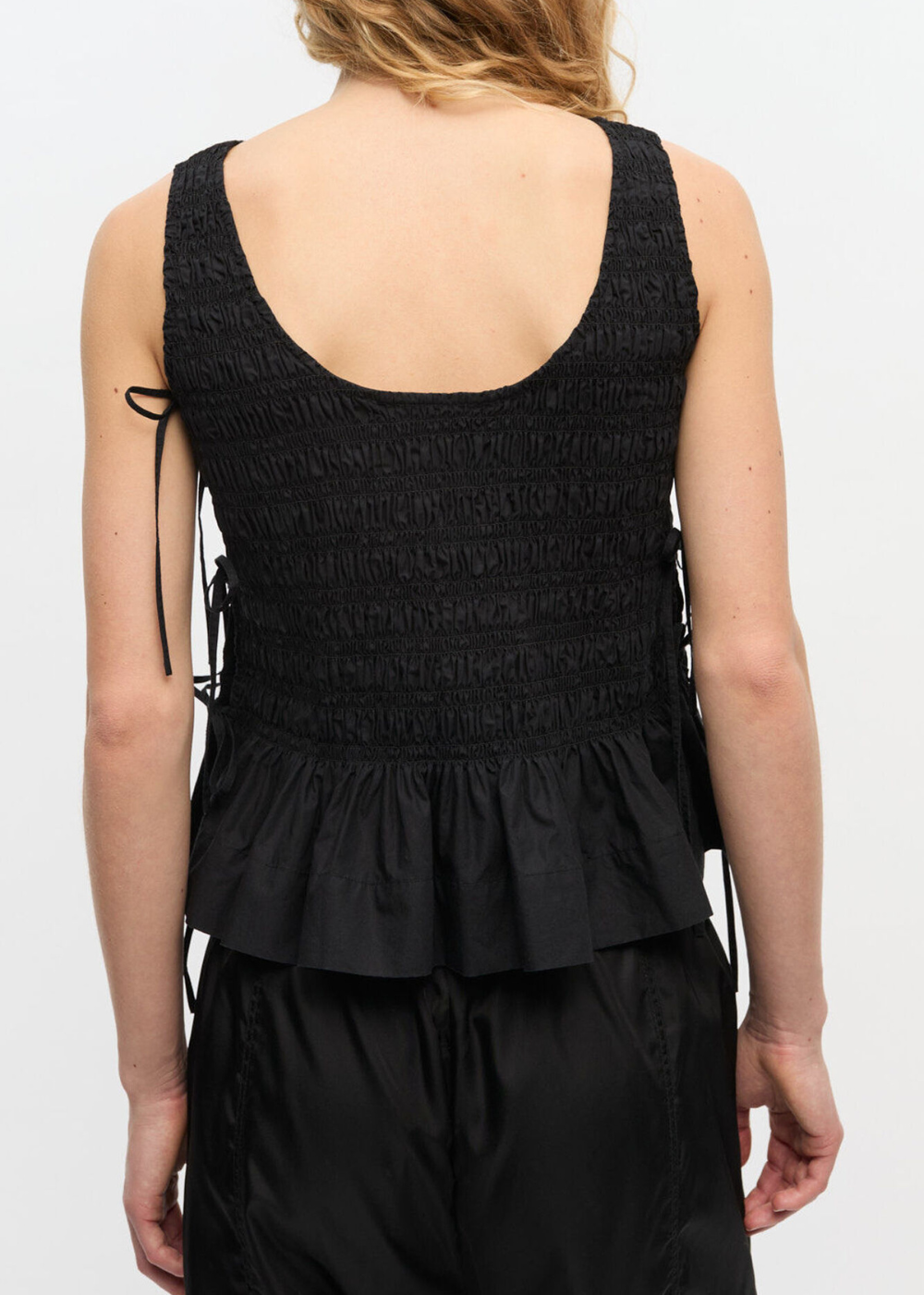 Cotton Poplin Smock Tie String Top