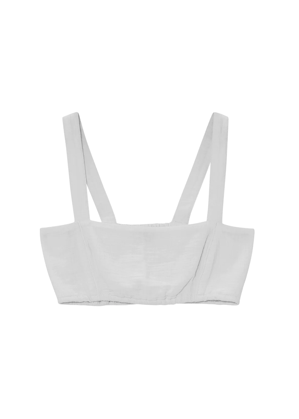 front view of the white super soft cotton bra top in white from Echo New York.