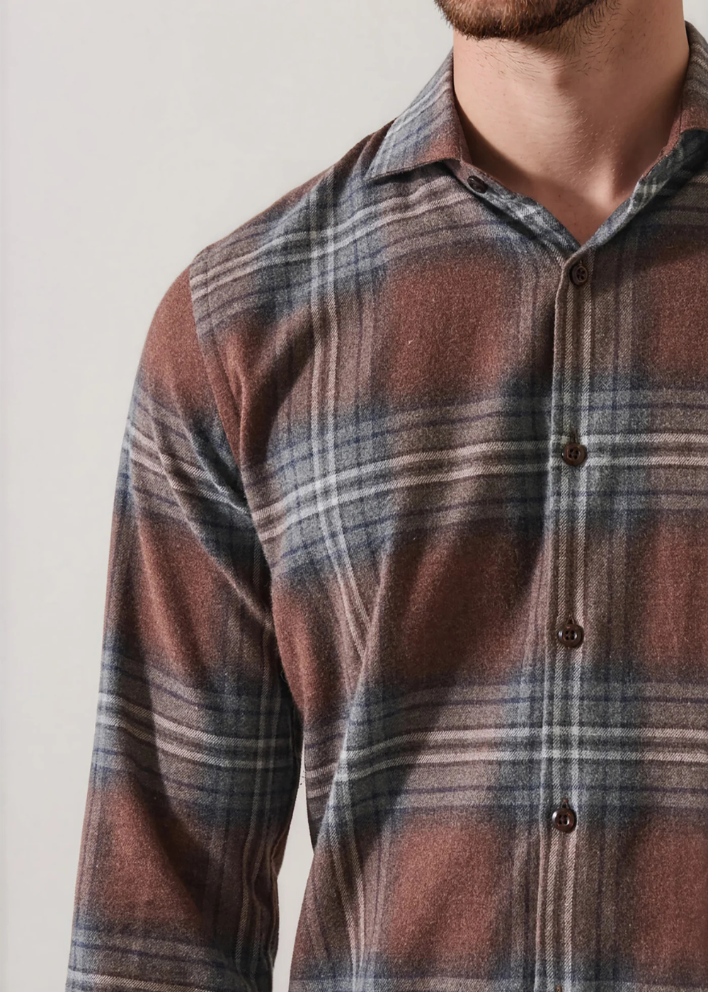 Flannel Plaid Spread Collar Shirt