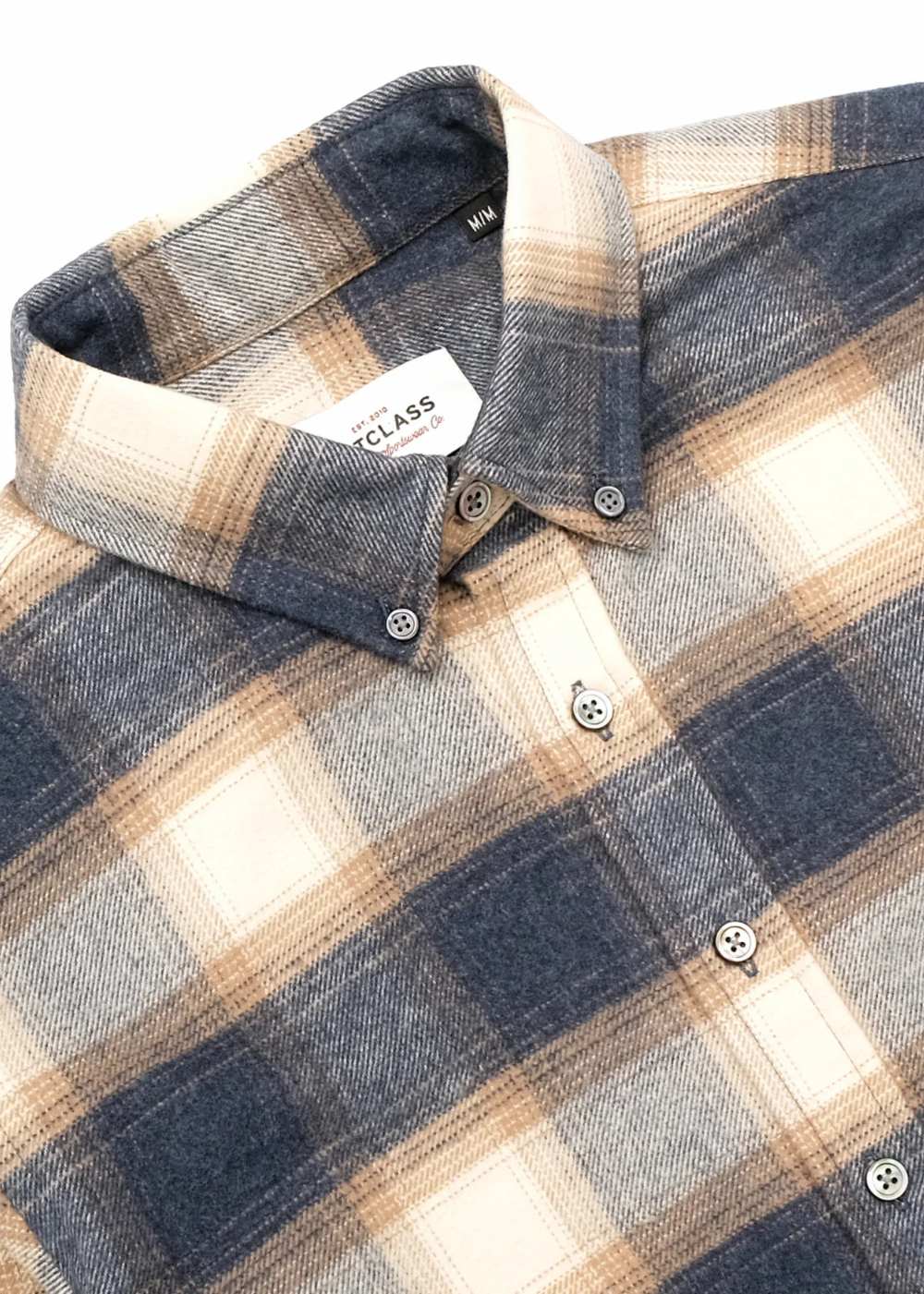 Blue/Cream Plaid Flannel Classic Shirt