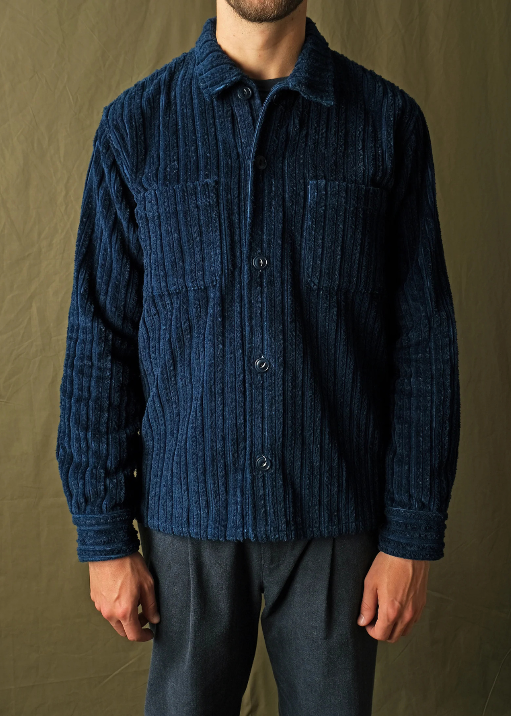 Navy Jumbo Corduroy Club Shirt