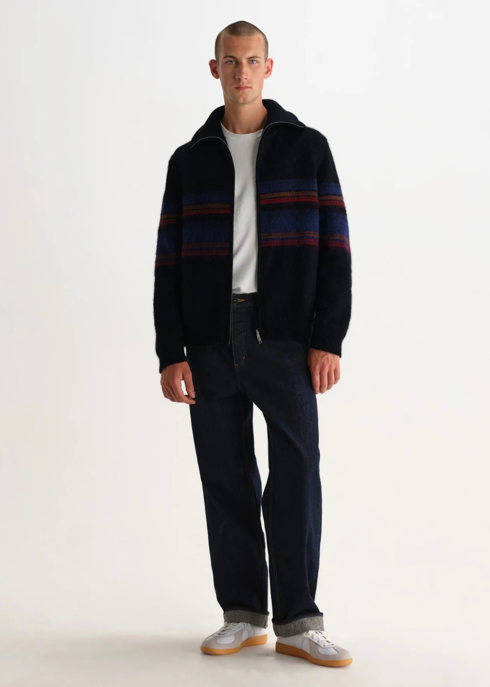 Norris L/S Zip Funnel Neck Brush Bold Stripe